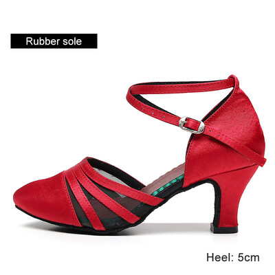 DKZSYIM Dámske moderné latinskoamerické tanečné topánky pre spoločenské párty, tango, jazz, elegantné tanečné topánky, semišová/gumová podrážka, uzavretá špička, 5 cm