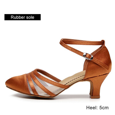 DKZSYIM Dámske moderné latinskoamerické tanečné topánky pre spoločenské párty, tango, jazz, elegantné tanečné topánky, semišová/gumová podrážka, uzavretá špička, 5 cm