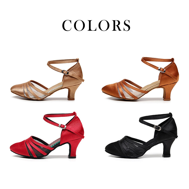 DKZSYIM Dámske moderné latinskoamerické tanečné topánky pre spoločenské párty, tango, jazz, elegantné tanečné topánky, semišová/gumová podrážka, uzavretá špička, 5 cm