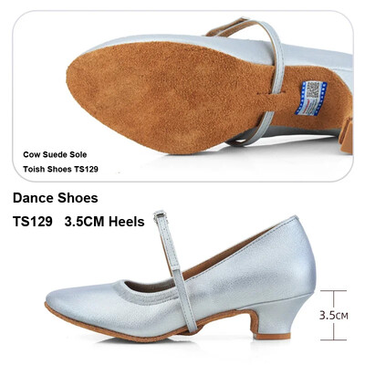 Dámske latino topánky z roku 2024, nové tanečné topánky so semišovou podrážkou, vnútorné, mäkké kožené sandále na spoločenské sály, podpätky 3,5 cm 5 cm, vonkajšie, moderné jazzové topánky