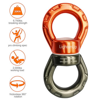 Lighten Up Fitness CLIMB 30KN CARABIN Universal Ring Δαχτυλίδι Gimbal Περιστροφικός σύνδεσμος Περιστροφική αιώρα Swing Spinner Rope Swivel