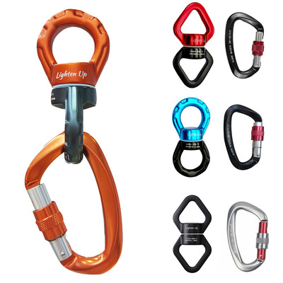 Lighten Up Fitness CLIMB 30KN CARABIN Universalus žiedas Gimbal Ring Rotary Connector Rotational Hamakas Swing Spinner Virvė Pasukamas