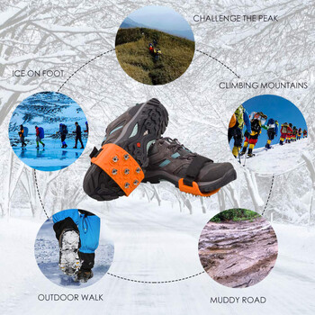 Παπούτσια Spike Winter Winter Velcro Ice Claw Outdoor Climbing Snow Mountain and Snow Ground Αντιολισθητικό Ρυθμιζόμενο