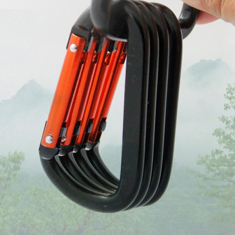 5 vnt. didelis karabinas, aliuminio lydinio, praktiškas kabliukas, laipiojimo įranga, daugiafunkcė karabina 3,98 cm * 7,61 cm