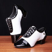 Nová značka pánskych profesionálnych tanečných topánok do interiéru, moderné tango, spoločenské sály, latino, čiernobiele tanečné topánky