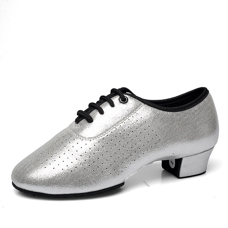 Latin tánccipő Férfi Női Modern Tango Salsa Bőr Társascipő Négyszögletes Sarkú Felnőtt Gyerek Fiú Buli Tánccipő Sport