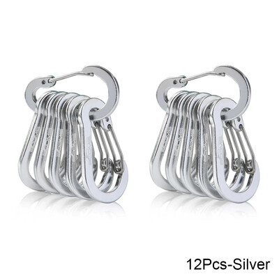 6/12 vnt. kelių įrankių alpinizmo sagtis, plieninė lauko stovyklavietės maži karabino spaustukai, žvejybai laipiojimo reikmenys