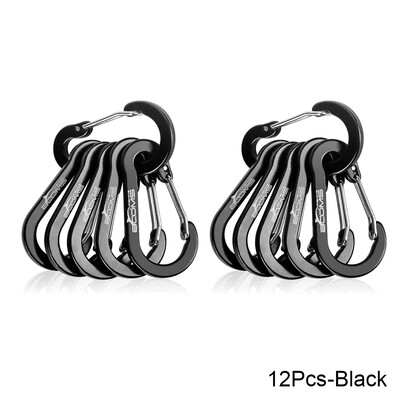 6/12 vnt. kelių įrankių alpinizmo sagtis, plieninė lauko stovyklavietės maži karabino spaustukai, žvejybai laipiojimo reikmenys