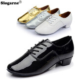 Pánske latinskoamerické topánky pre chlapcov a deti, spoločenské tango, jazzové tanečné topánky, vystúpenia, mäkká kožená podrážka, dámske moderné štvorcové topánky