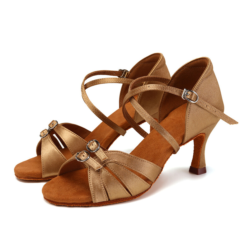 Latīņamerikas deju apavi sievietēm Latīņamerikas deju apavi sievietēm ar dubultu sprādzi, treniņu ballītei tango salsas sandales dejām, mīksta zole