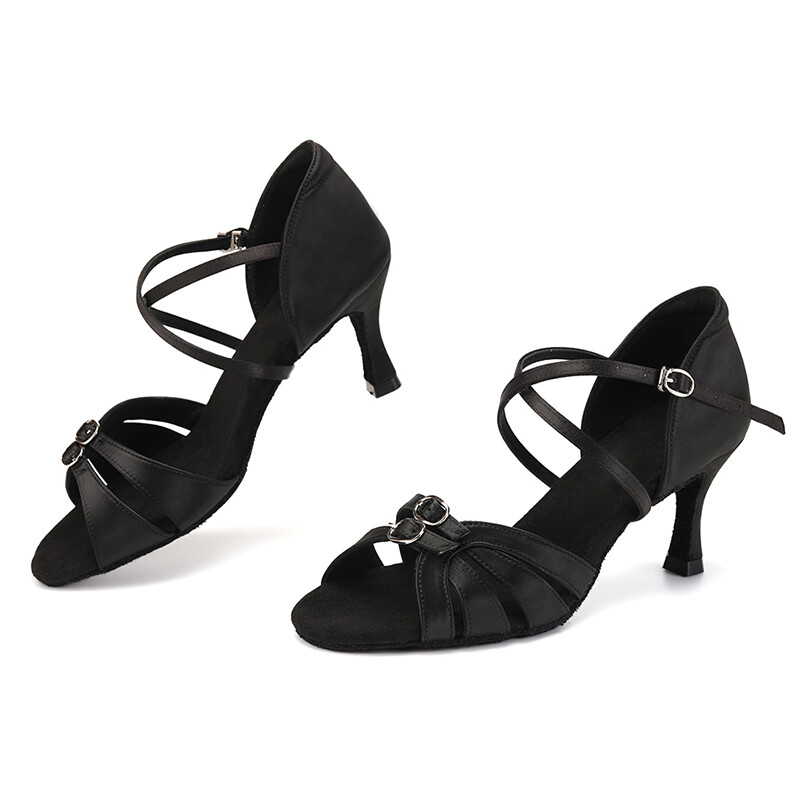 Latīņamerikas deju apavi sievietēm Latīņamerikas deju apavi sievietēm ar dubultu sprādzi, treniņu ballītei tango salsas sandales dejām, mīksta zole