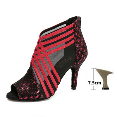 Dámske spoločenské topánky Tanečné topánky Latinskoamerické topánky Tango Salsa Swing Vystúpenia Tanečné topánky Vysokopodpätkové sandále s dutým výstrihom Satén a sieťovina