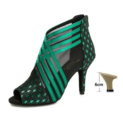 Dámske spoločenské topánky Tanečné topánky Latinskoamerické topánky Tango Salsa Swing Vystúpenia Tanečné topánky Vysokopodpätkové sandále s dutým výstrihom Satén a sieťovina