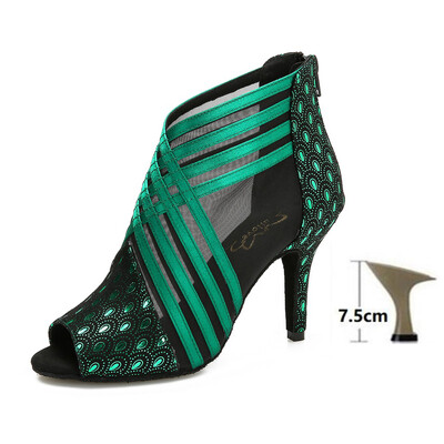 Dámske spoločenské topánky Tanečné topánky Latinskoamerické topánky Tango Salsa Swing Vystúpenia Tanečné topánky Vysokopodpätkové sandále s dutým výstrihom Satén a sieťovina