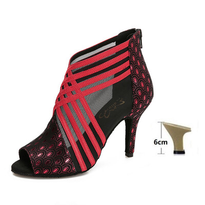 Dámske spoločenské topánky Tanečné topánky Latinskoamerické topánky Tango Salsa Swing Vystúpenia Tanečné topánky Vysokopodpätkové sandále s dutým výstrihom Satén a sieťovina