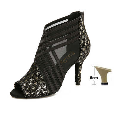 Dámske spoločenské topánky Tanečné topánky Latinskoamerické topánky Tango Salsa Swing Vystúpenia Tanečné topánky Vysokopodpätkové sandále s dutým výstrihom Satén a sieťovina
