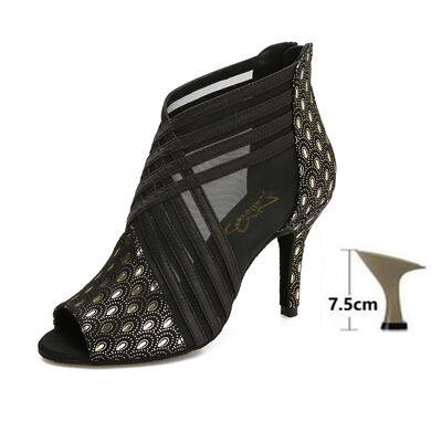 Dámske spoločenské topánky Tanečné topánky Latinskoamerické topánky Tango Salsa Swing Vystúpenia Tanečné topánky Vysokopodpätkové sandále s dutým výstrihom Satén a sieťovina