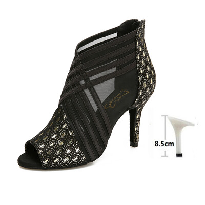 Dámske spoločenské topánky Tanečné topánky Latinskoamerické topánky Tango Salsa Swing Vystúpenia Tanečné topánky Vysokopodpätkové sandále s dutým výstrihom Satén a sieťovina