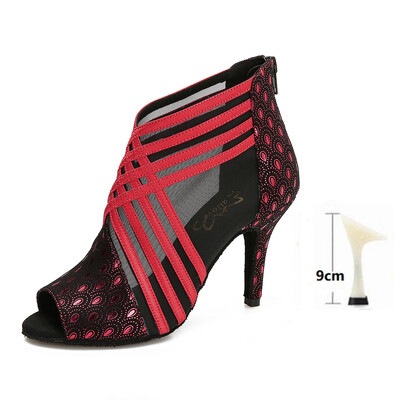 Dámske spoločenské topánky Tanečné topánky Latinskoamerické topánky Tango Salsa Swing Vystúpenia Tanečné topánky Vysokopodpätkové sandále s dutým výstrihom Satén a sieťovina