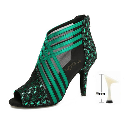 Dámske spoločenské topánky Tanečné topánky Latinskoamerické topánky Tango Salsa Swing Vystúpenia Tanečné topánky Vysokopodpätkové sandále s dutým výstrihom Satén a sieťovina