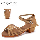 DKZSYIM Ženske latino cipele za djevojčice na nisku petu Latino salsa moderne plesne cipele Tango Salsa Rumba Latino plesne cipele 3,5 cm