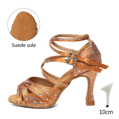 HROYL kõrge kontsaga naiste ladina tantsujalatsid 6-10 cm Flash Cloth peotantsukingad Pehme tallaga peokingad pulmadeks