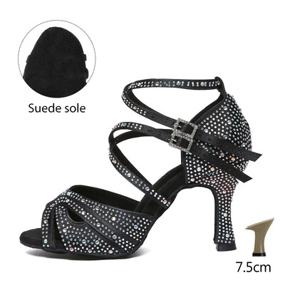 HROYL kõrge kontsaga naiste ladina tantsujalatsid 6-10 cm Flash Cloth peotantsukingad Pehme tallaga peokingad pulmadeks