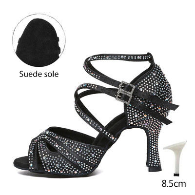 HROYL kõrge kontsaga naiste ladina tantsujalatsid 6-10 cm Flash Cloth peotantsukingad Pehme tallaga peokingad pulmadeks