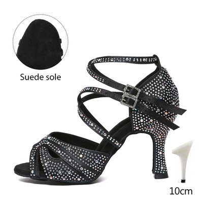 HROYL kõrge kontsaga naiste ladina tantsujalatsid 6-10 cm Flash Cloth peotantsukingad Pehme tallaga peokingad pulmadeks