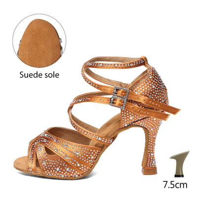 HROYL kõrge kontsaga naiste ladina tantsujalatsid 6-10 cm Flash Cloth peotantsukingad Pehme tallaga peokingad pulmadeks