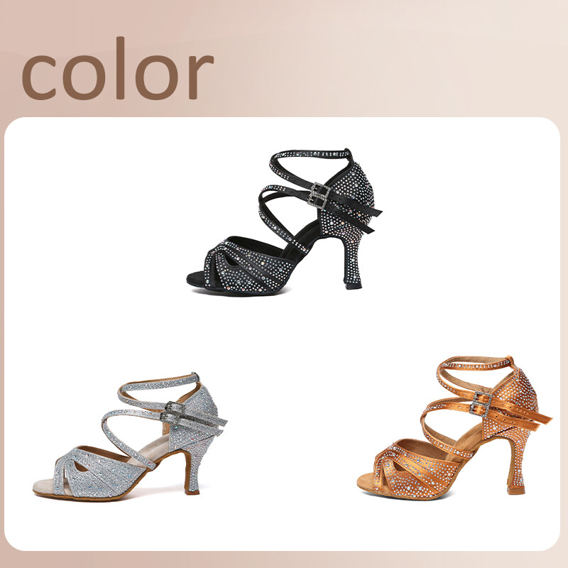 HROYL kõrge kontsaga naiste ladina tantsujalatsid 6-10 cm Flash Cloth peotantsukingad Pehme tallaga peokingad pulmadeks