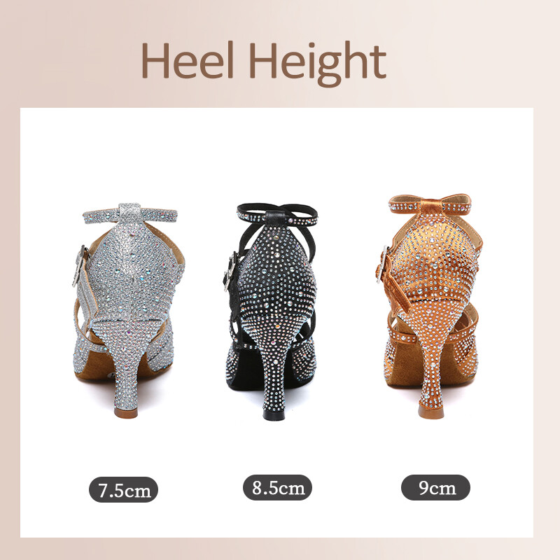 HROYL kõrge kontsaga naiste ladina tantsujalatsid 6-10 cm Flash Cloth peotantsukingad Pehme tallaga peokingad pulmadeks