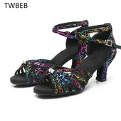 Mergaičių batai Lotynų Amerikos šokių moterims Moterų pobūvių salės Šiuolaikiniai tango šokių batai treniruotėms Batai Performance Salsa Sandalai