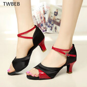 Dámske profesionálne tanečné topánky Topánky na spoločenské tance Latinskoamerické dámske topánky s otvorenou špičkou na podpätku Dámske tanečné topánky na podpätku 5/7 cm Sapato Feminino