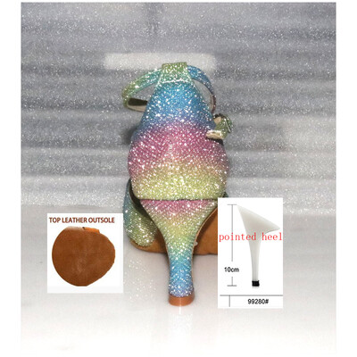 Buqima Dámske latinskoamerické tanečné topánky s kamienkami a mäkkým podpätkom na salsu, dámske sandále, dámske svadobné vysoké podpätky 7,5 cm