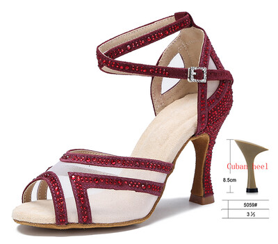 WUXIJIAO Dámske tanečné topánky Tango Salsa Latin Dance Topánky pre dievčatá Spoločenské tanečné topánky na podpätku Červené svadobné topánky s mäkkou podrážkou Dámske sandále