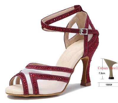 WUXIJIAO Dámske tanečné topánky Tango Salsa Latin Dance Topánky pre dievčatá Spoločenské tanečné topánky na podpätku Červené svadobné topánky s mäkkou podrážkou Dámske sandále