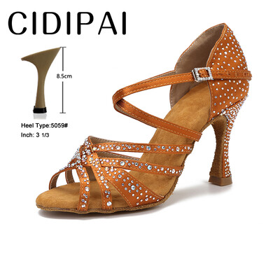 CIDIPAI Satin Latin Dance Batai Moteriški Salsa Performance Ballroom Šokių Batai Purpuriniai Ruda Juodi Vakarėlio Sandalai Moteriški aukštakulniai