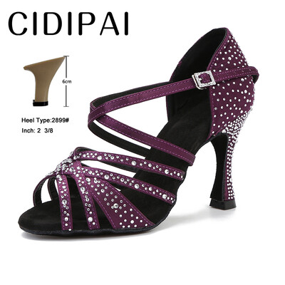CIDIPAI Satin Latin Dance Batai Moteriški Salsa Performance Ballroom Šokių Batai Purpuriniai Ruda Juodi Vakarėlio Sandalai Moteriški aukštakulniai