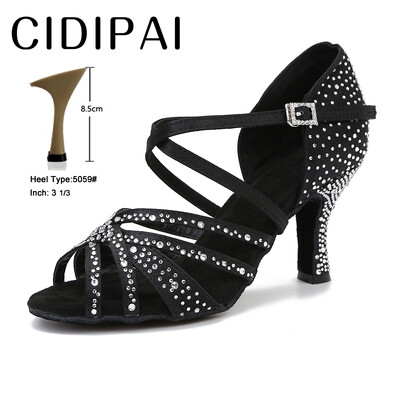 CIDIPAI Satin Latin Dance Batai Moteriški Salsa Performance Ballroom Šokių Batai Purpuriniai Ruda Juodi Vakarėlio Sandalai Moteriški aukštakulniai