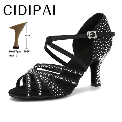 CIDIPAI Satin Latin Dance Batai Moteriški Salsa Performance Ballroom Šokių Batai Purpuriniai Ruda Juodi Vakarėlio Sandalai Moteriški aukštakulniai