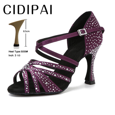 CIDIPAI Satin Latin Dance Batai Moteriški Salsa Performance Ballroom Šokių Batai Purpuriniai Ruda Juodi Vakarėlio Sandalai Moteriški aukštakulniai