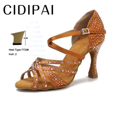 CIDIPAI Satin Latin Dance Batai Moteriški Salsa Performance Ballroom Šokių Batai Purpuriniai Ruda Juodi Vakarėlio Sandalai Moteriški aukštakulniai