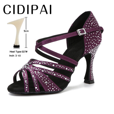 CIDIPAI Satin Latin Dance Batai Moteriški Salsa Performance Ballroom Šokių Batai Purpuriniai Ruda Juodi Vakarėlio Sandalai Moteriški aukštakulniai