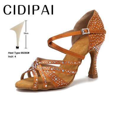CIDIPAI Satin Latin Dance Batai Moteriški Salsa Performance Ballroom Šokių Batai Purpuriniai Ruda Juodi Vakarėlio Sandalai Moteriški aukštakulniai