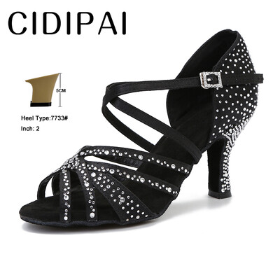 CIDIPAI Satin Latin Dance Batai Moteriški Salsa Performance Ballroom Šokių Batai Purpuriniai Ruda Juodi Vakarėlio Sandalai Moteriški aukštakulniai