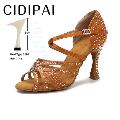 CIDIPAI Satin Latin Dance Batai Moteriški Salsa Performance Ballroom Šokių Batai Purpuriniai Ruda Juodi Vakarėlio Sandalai Moteriški aukštakulniai