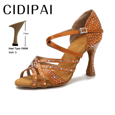 CIDIPAI Satin Latin Dance Batai Moteriški Salsa Performance Ballroom Šokių Batai Purpuriniai Ruda Juodi Vakarėlio Sandalai Moteriški aukštakulniai