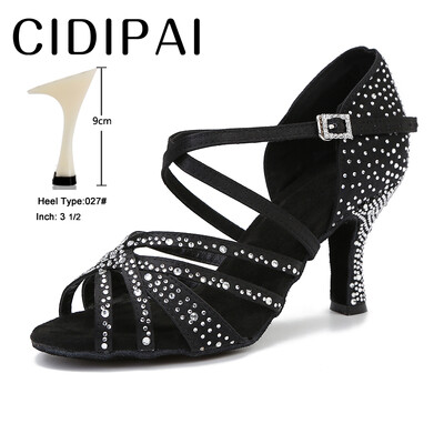 CIDIPAI Satin Latin Dance Batai Moteriški Salsa Performance Ballroom Šokių Batai Purpuriniai Ruda Juodi Vakarėlio Sandalai Moteriški aukštakulniai