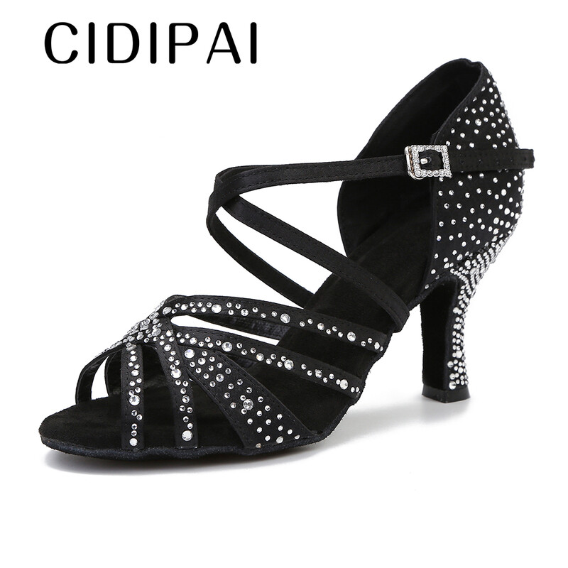 CIDIPAI Satin Latin Dance Batai Moteriški Salsa Performance Ballroom Šokių Batai Purpuriniai Ruda Juodi Vakarėlio Sandalai Moteriški aukštakulniai
